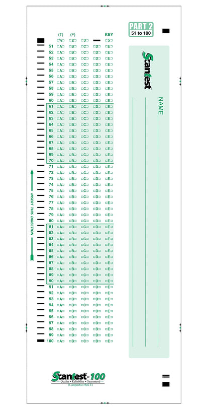 SCANTEST-100, 882-E Compatible Answer Sheet 50 Pack
