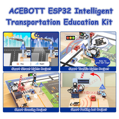 ESP32 IoT Smart Traffic Starter Kit for Kids 10+, 3D Wooden Puzzles STEM Science Kit School Educational Set DIY Crafts Coding Toys for Adults Teens 9 10+