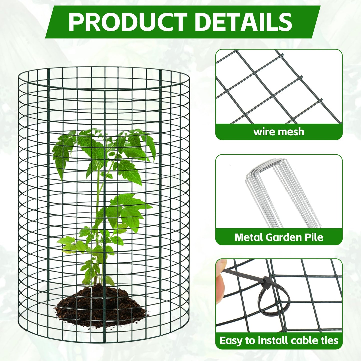 WAKCCIL 18 pcs 24"x 12" Large Plant Protectors from Animals,6 Pack Wire Cloche Cages to Keep Animal Out, Plants Cage Chicken Wire Cloche Protect Garden,Shrubs and Vegetables Protector