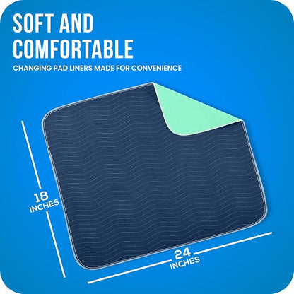 Utopia Bedding Washable Pee Pads for Dogs 18" x 24" (Pack of 4), Waterproof Incontinence Bed Pads for Adults, Elderly and Kids, Heavy Absorbency Pet Training Pads for Sofa and Couch (Navy, Green)