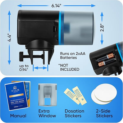 FISHNOSH Automatic Fish Feeder for Aquarium - New Generation 2026, Auto Food Dispenser with Timer for Small Tank, Big Aquariums & Pond (Blue)