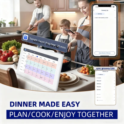 10.1 Inch Digital Calendar with Chore Rewards – Smart Electronic Family Organizer, Touchscreen, Meal Planner & Photo Frame, Syncs with Google/iCloud, for Wall or Desk, White