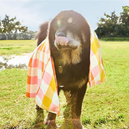 Dock & Bay Pet Towel - Super Absorbent & Quick Drying Dog Towels with Bag - 100% Recycled - Rhubark & Custard, Medium (90x50cm, 35x19)