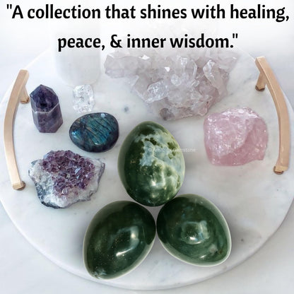 Amazing Gemstone Moss Agate Crystal Yoni Egg, 2 Inches - Premium Crystals and Healing Stones Yoni Egg for Pelvic Floor Health, Natural Healing Crystal Eggs for Meditation and Stress Relief