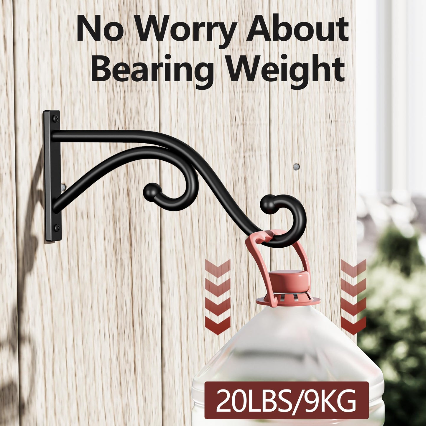 Qiuzido 8 Inch Plant Hanger Plant Hook - 2 Pack Metal Plant Bracket Wall Hooks, Modern Designfor Hanging Flower Basket, Lanterns, Bird Feeder, Wind Chimes Indoor & Outdoor.