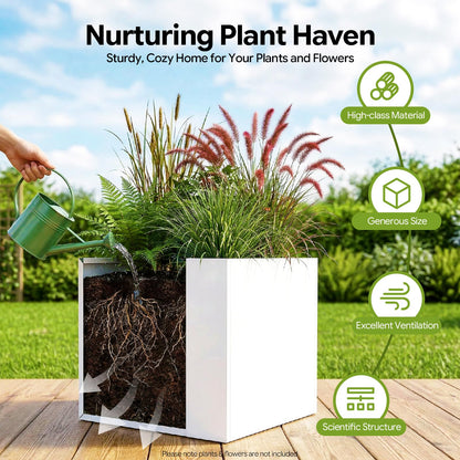 EEYBLAEEY Cube Planter Box 24x24x24 Inch, Large Square Indoor Outdoor Galvanized Steel Planter with Baking Paint, Heavy Duty Metal Flower Pot for Garden Patio Deck Yard