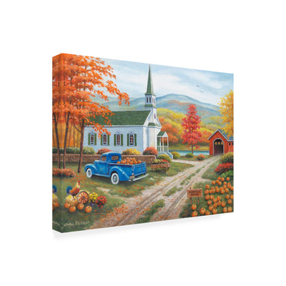 Trademark Fine Art Canvas Wall Art - John Zaccheo 'Pumpkin Gathering' Wall Art for Living Room, Bedroom, or Office Décor 19 x 14 Inches