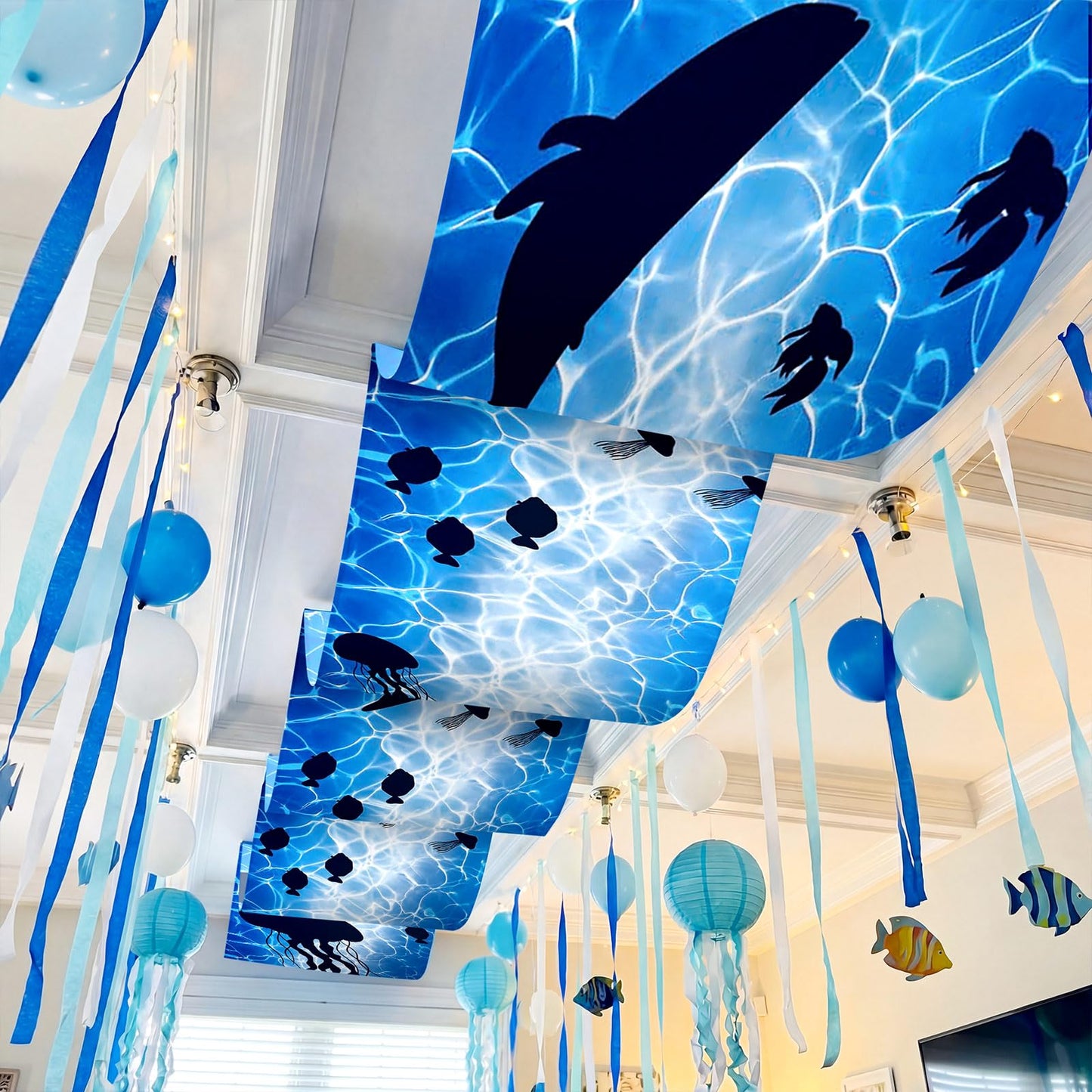 Feifeiya 3 Pcs Under The Sea Ceiling Decorations 24 Inch x 12 ft Vbs 2026 Decorations Summer Ocean Birthday Party Decor Ceiling Cover Banner for Summer Vocation Church Sunday School Daycare Classroom