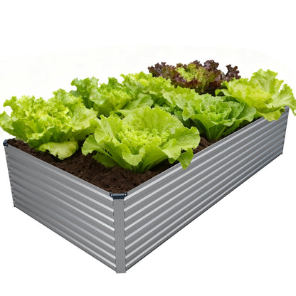 DIIYIV Galvanized Raised Garden Bed Kit Outdoor Patio,8x4x2ft Large Rectangular Metal Planter Boxes,Deep Root Box Planter for Gardening,Vegetables,Flowers,Herbs-Silver