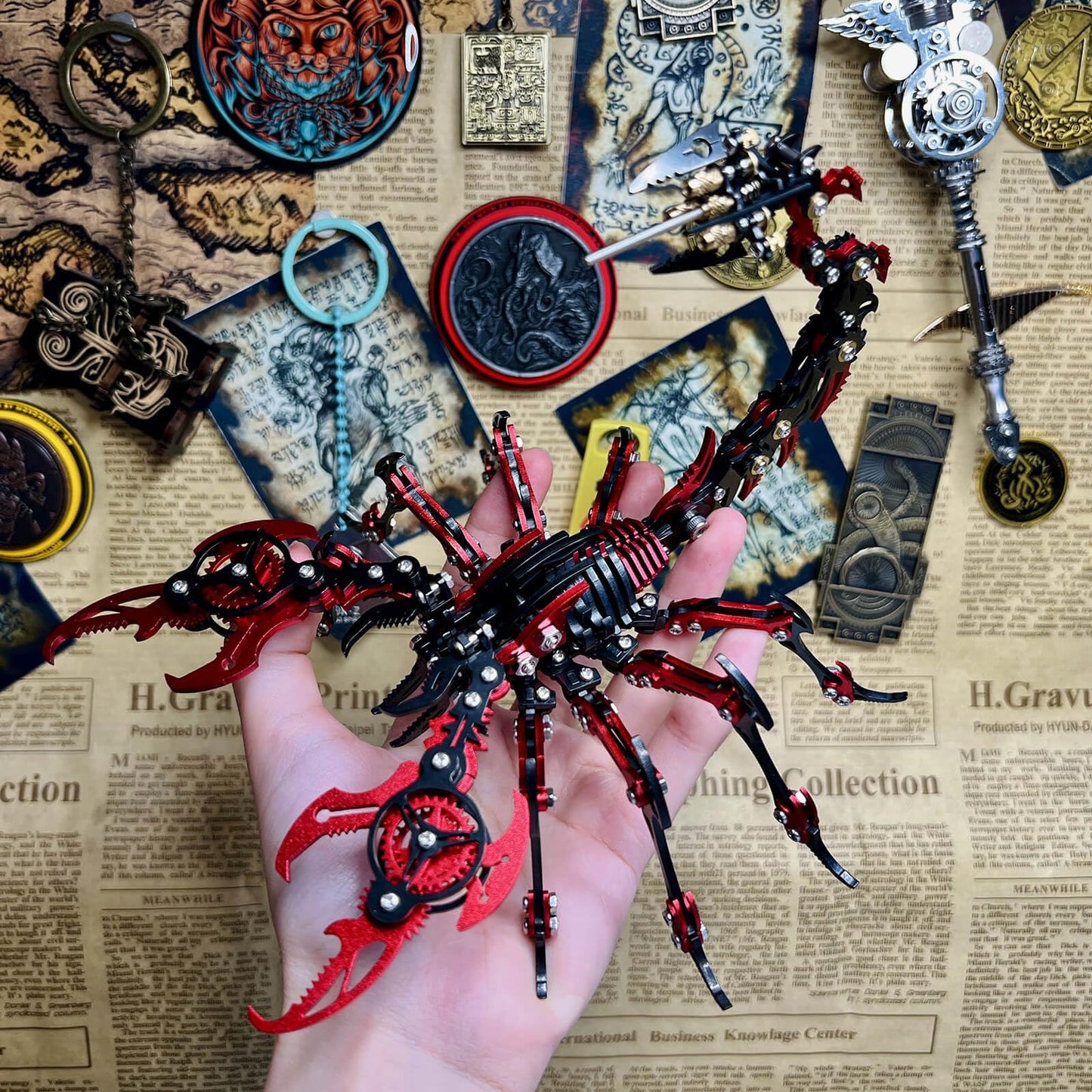 Metalkitor Scorpion 3D Metal Puzzles Kits for Adults Teens – 454 Pcs – Mechanical Assembly Models – 4 Hours to Build – Ideal for Gifts and Decorations (Red and Black)
