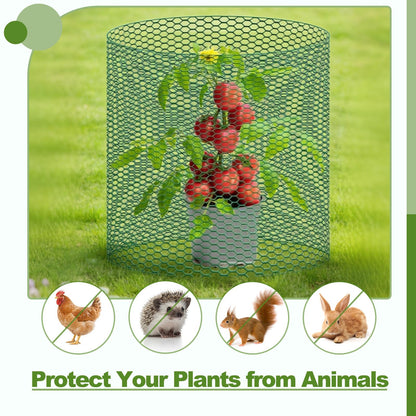 All-in-One 200 Inch Plant Protectors from Animals Kit - 0.85mm Heavy Duty Chicken Wire Cloche,Free-Cut Wire Mesh Roll Includes Pliers, Gloves, Ties, Stakes for Custom Outdoor Cages (16 * 200 Inch)