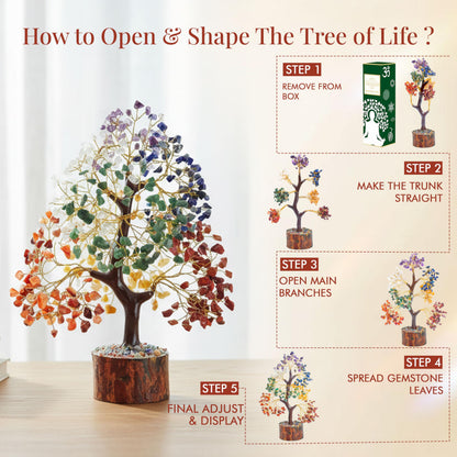 Crocon® The Original 7 Chakra Crystal Tree of Life, Birthday Gifts for Women & Men | Healing Crystals, House Office Decor Tree - Sister, Gifts for Mom, Her House Warming Gift | Women Unique Gift Idea