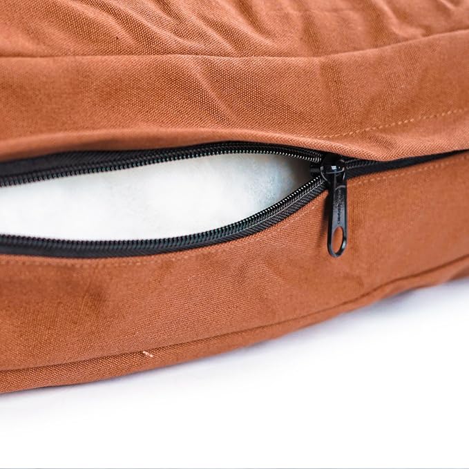 WHITEDUCK Outdoor Dog Bed Heavy-Duty 12oz Canvas, Water-Repellent Cotton, Machine Washable Removable Cover with Full-Length Zipper, Dog Bed for Large Dogs & Crate, (Brown) 36" Lx27 Wx4.3 th (L)
