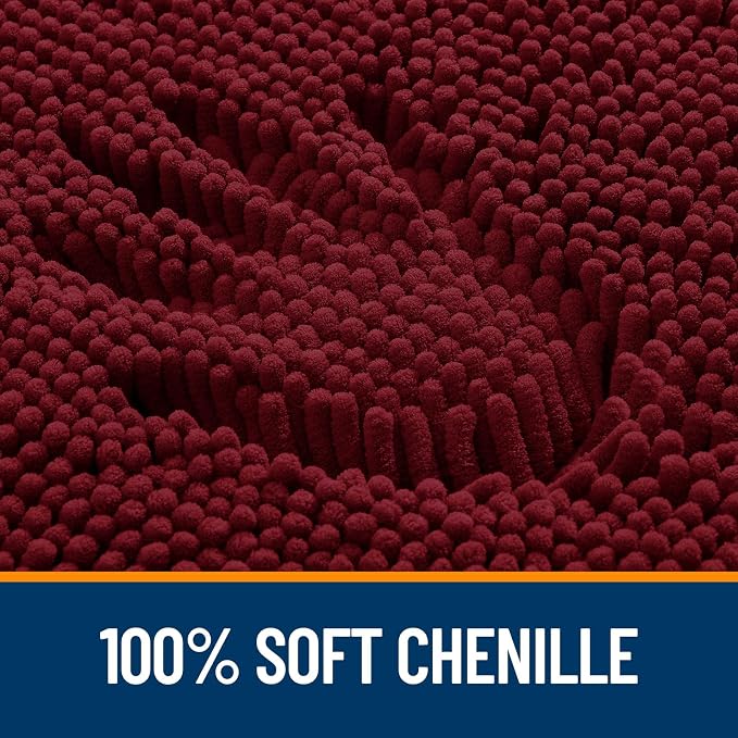 OLANLY Bathroom Runner Rugs 47x17, Soft Absorbent Chenille Bath Rugs, Rubber Backing Quick Dry, Machine Washable Long Bath Mats for Bathroom Floor, Tub and Shower, Home Decor Accessories, Burgundy