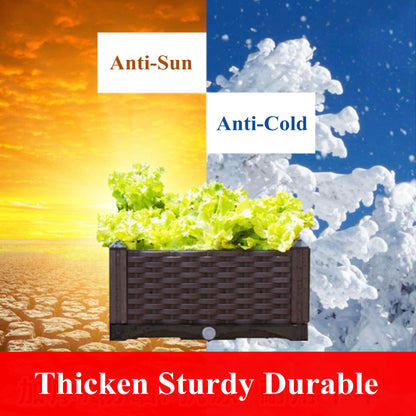 Elevated Planting Box, Outdoor Planter Boxes with Legs, Modern Rattan-Style Plastic Plant Stand, Garden Raised Bed for Vegetables,48"x16"x14"/120x40x36cm