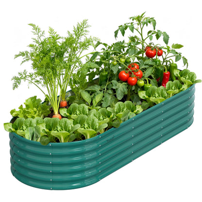 8x3x1.5ft Galvanized Raised Garden Bed, 18" Tall Metal Raised Beds for Gardening, Large Planters Boxes for Outdoor Plants Vegetables, Flowers, Herbs & Tomatoes, Above Ground Garden Beds Kit, Green