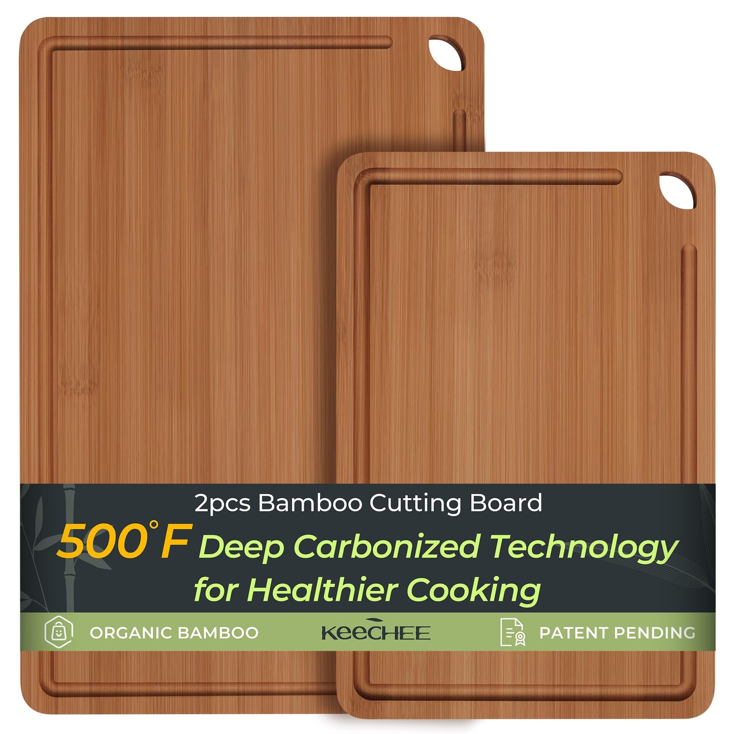 Bamboo Cutting Board, Durable Wood Cutting Boards for Kitchen with Deep Juice Grooves & Built-in Handles, Ideal Charcuterie & Chopping for Meat, Vegetables and Fruits Ideal Kitchen Gifts