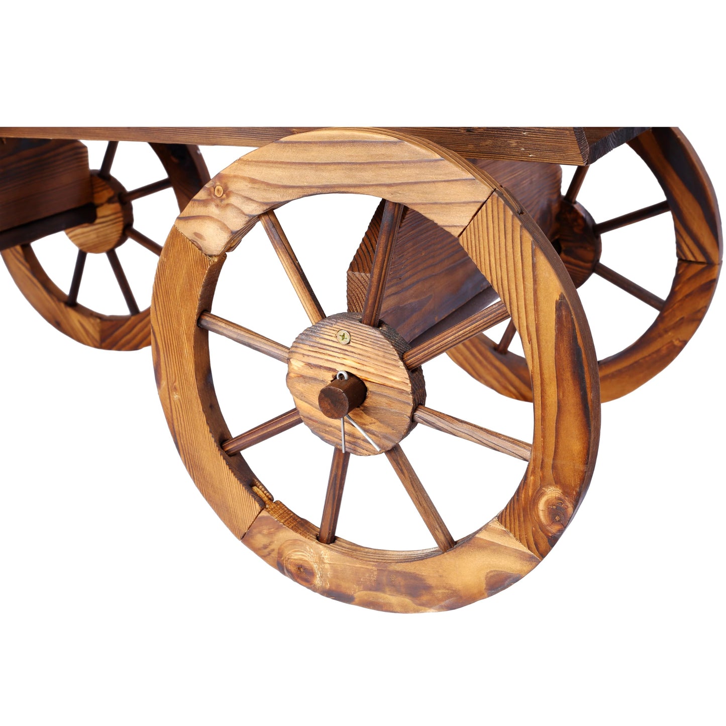 SwingIt Wood Wagon Flower Planter Pot Stand W/Wheels Home Garden Outdoor Decor