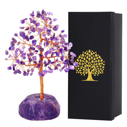 SITUMEIZI 7.09IN Amethyst Crystal Tree Amethyst Crystals and Healing Stones Natural Purple Gifts for Women Room Office Desk Purple Decor Reiki Spiritual Meditation Energy Tree of Life