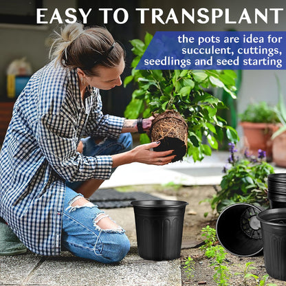 HQAUT 3 Gallon Pots for Plants, 10.6 Inch Gallon Nursery Pots with Drainage Holes, 3 Gallon Plastic Plant Pots for Cuttings, Seeding, Succulents, Transplanting