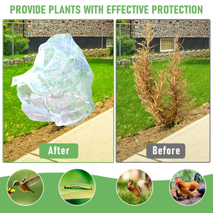 YUYIUS Fruit Tree Netting, Plant Mesh Netting for Garden Protection, Blueberry Bush Insect Netting Cover as Garden Pest Barrier from Cicadas, Bug, Bird (2.6x3.3 FT, 4Pcs, with Drawstring Design)