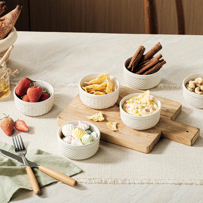 UNICASA Ramekins 4 oz, Set of 6, Thick Wall Ceramic Baking Dishes for Creme Brulee, Dips, Non-Toxic, Dishwasher & Oven Safe, Farmhouse Individual Dessert Cups