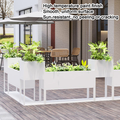 YJEUZCD Metal Tall Long Planter Box, Outdoor Indoor Floor Standing Flower Box Partition, Commercial Patio Porch Removable Partition Divider(White,40x80cm/15.7x31.4in)