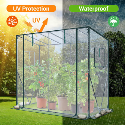 Ohuhu Tomato Greenhouse for Outdoors: Portable Lean to Green House Heavy Duty with Roll-Up Zippered Door, Tall Plastic Greenhouses for Outside Plants Growing Shed Tent for Backyard Transparent