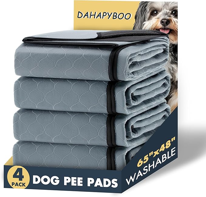 DAHAPYBOO Extra Large Washable Pee Pads for Dogs 65x48,4 Pack | Reusable Puppy Pads for Dogs Non-Slip Waterproof Pet Training Pads for Crate, Playpen, Bed, Sofa,Whelping Box, Potty Training