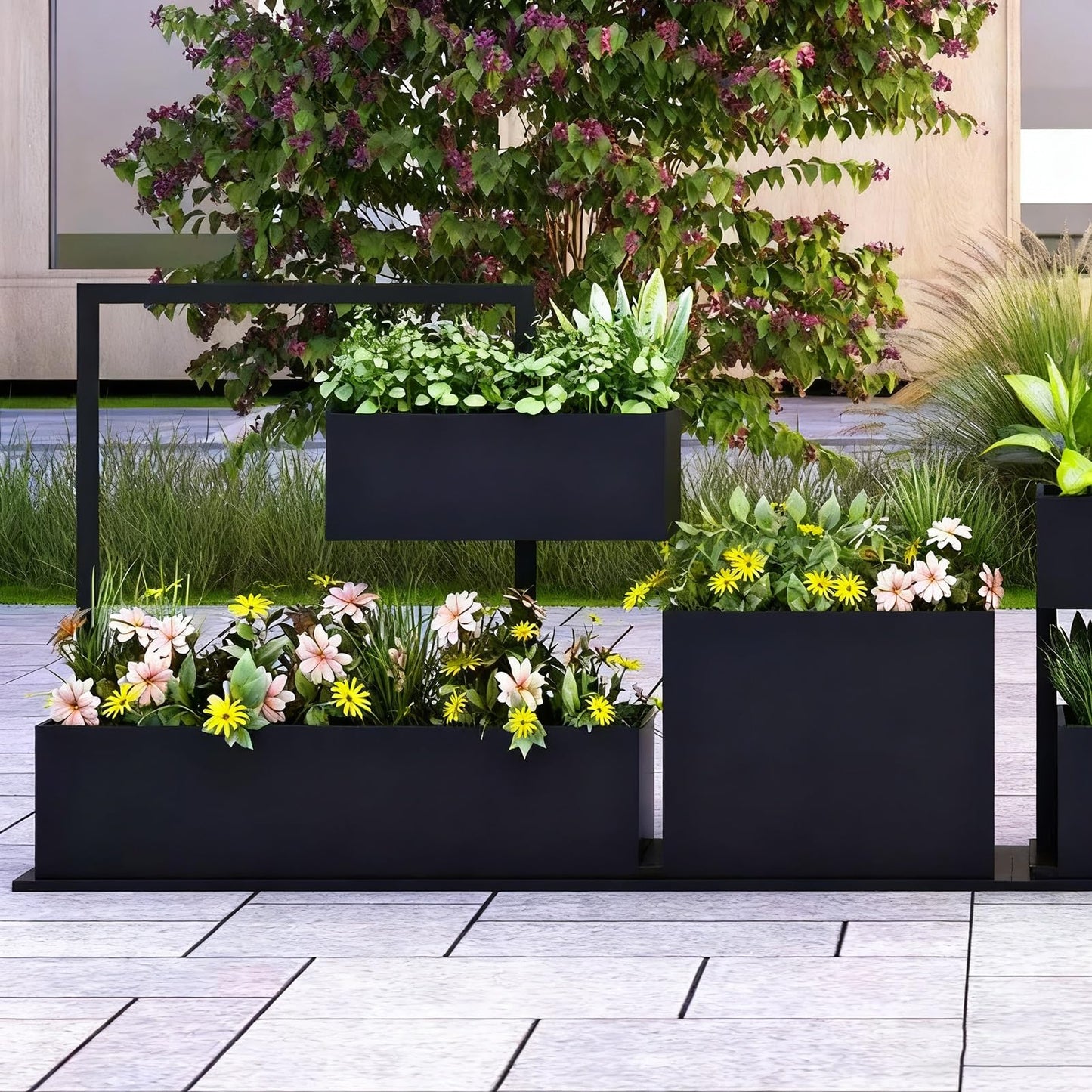 YJEUZCD Metal Large Planter Box, Outdoor Indoor Tall Long Flower Box Partition, Commercial Patio Porch Garden Partition Divider(80x80cm/31.4x31.4in)