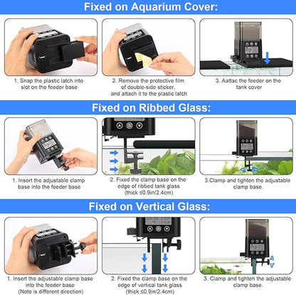 Smart Automatic Fish Feeder for Aquarium - [2025 Upgraded] 320ml Large Capacity & USB Rechargeable Fish Feeder Automatic Dispenser with LCD Display, Programmable Timer for Frequency & Portion Control