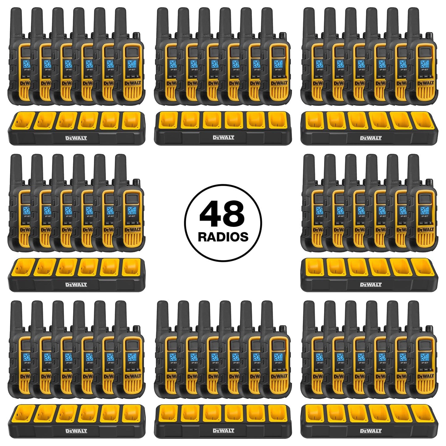 DEWALT DXFRS800 FRS Walkie Talkies Long Range 2 Way Radio, 2 Watt, Waterproof & Rechargeable, 2 Pack