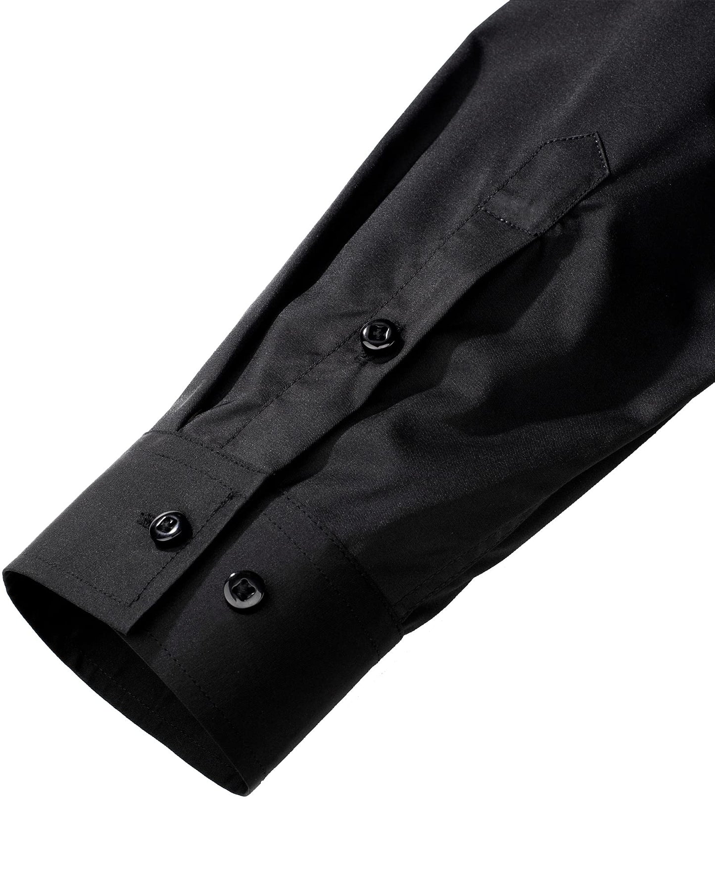 J.VER Men's Dress Shirts Solid Long Sleeve Stretch Wrinkle-Free Formal Shirt Business Casual Button Down Shirts Black Small
