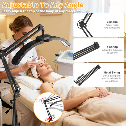KALVISH 2-in-1 Half Moon Lash Light, 2026 Foldable LED Floor Lamp with Adjustable Brightness & Color, Shadow-Free Lighting for Eyelash Extensions, Nail Art, Tattoo, Skincare, Crafts, Salon & Home