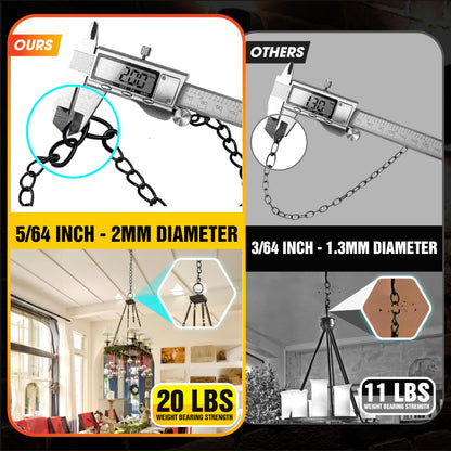 [Upgraded] 50FT Black Electroplated Steel Hanging Chain Roll, Pliers Included, 20LBS Load Capacity, Durable, Rust-Resistant, Adjustable Length for Hanging Bird Feeders, Planters, Lanterns, Billboards