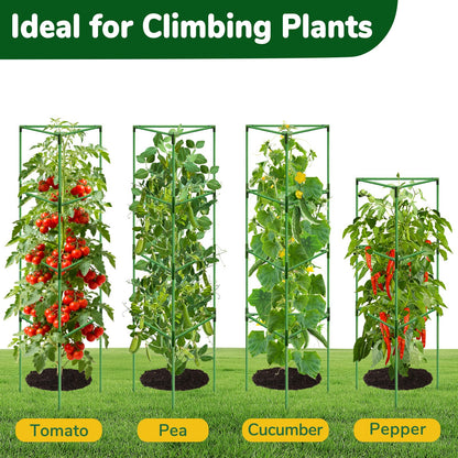 ZeeDix [Upgraded] 2 Pack Heavy Duty Tomato Cages for Garden, 57 Inch Foldable Plant Support Stakes for Heavy Climbing Plants, Adjustable Tomato Trellis for Pots Indoor & Raised Garden Bed Outdoor