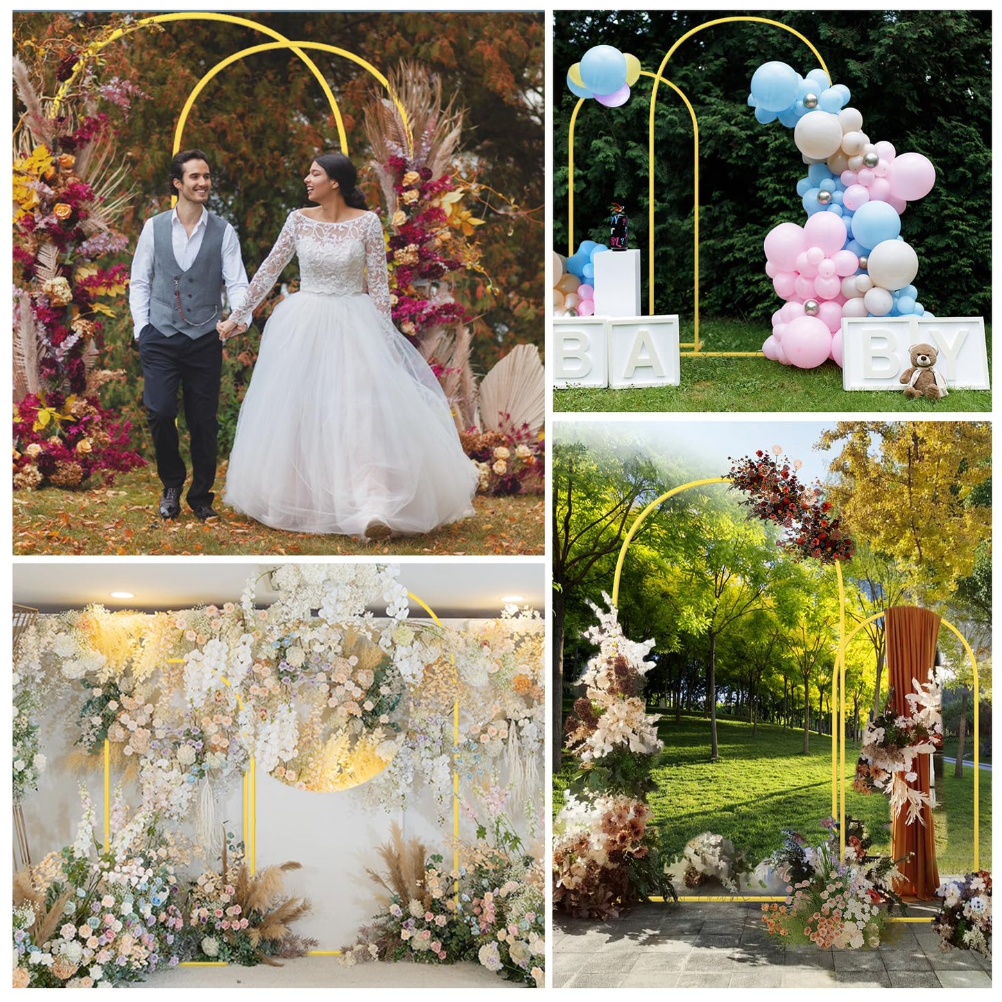 CludPark Metal Arch Backdrop Stand Wedding Arch Frame Set of 2 (7.2FT,6FT) Gold Balloon Backdrop Arch Stand for Wedding Ceremony Birthday Party Baby Shower Graduation Ceremony Decoration