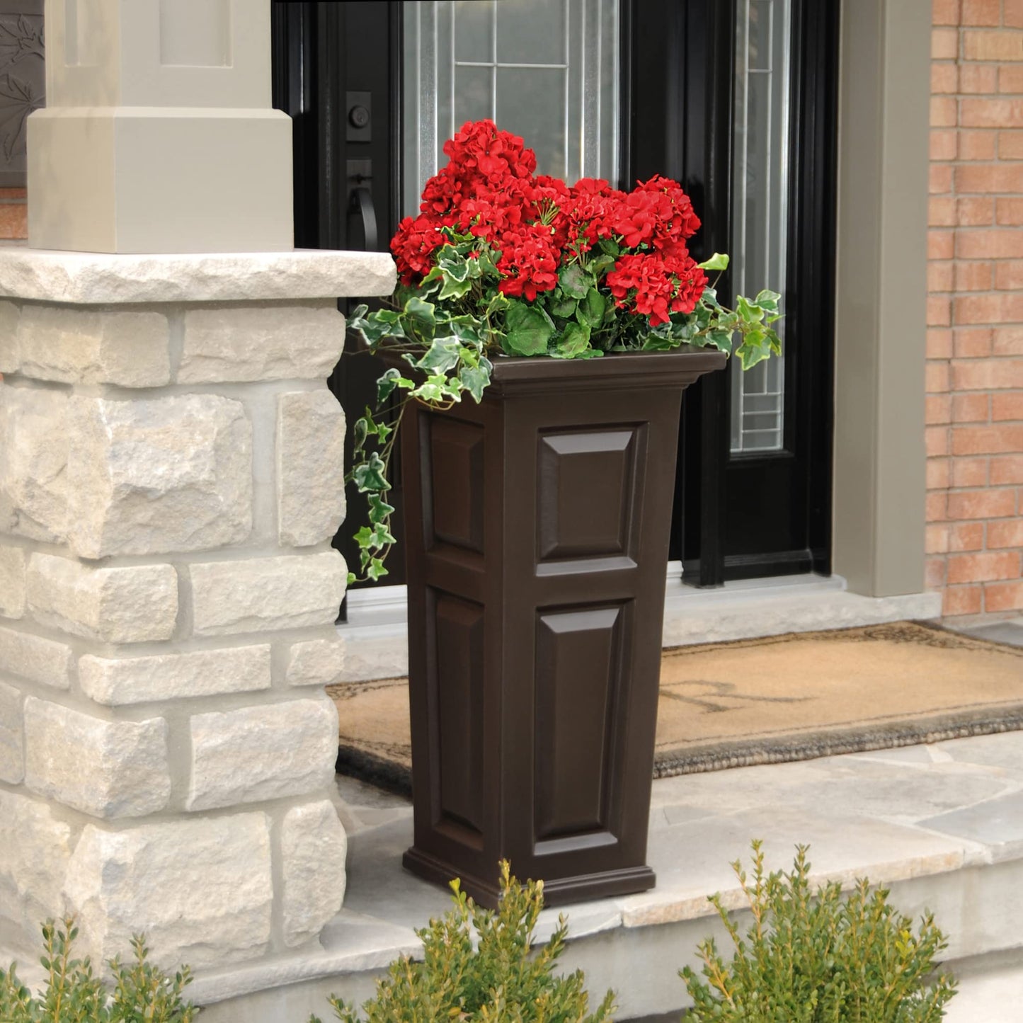 Mayne Nantucket 32-Inch Tall Planter – Self-Watering, Weather-Resistant Planter for Flowers – Durable Outdoor Design for Patio, Porch, or Entryway