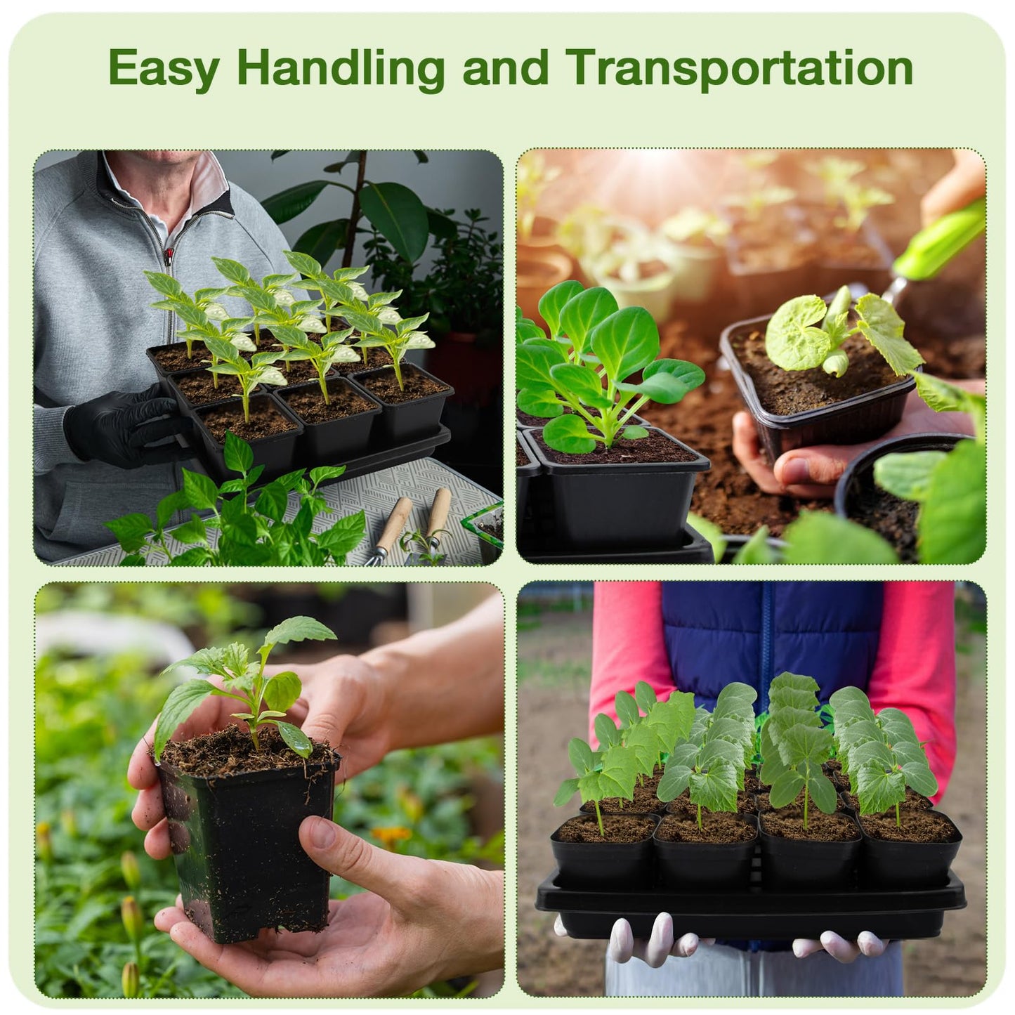 Mlhezy 80Pcs 2.5inch Square Nursery Pots with 5Pcs Seed Starting Trays, Seed Starter Tray Kit, Seeds Starting Germination, Seeding Pots with Drain Holes, Small Plant Nursery Propagation