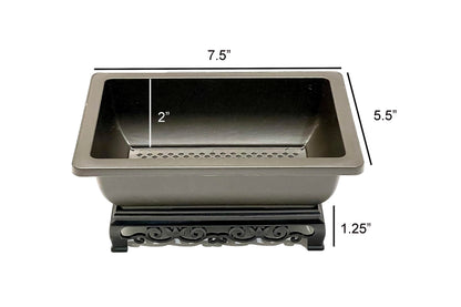 Cotta Planters Bonsai Pots 7.5 Inch Antique Brown Bonsai Training Pots with Elegant Stand 2-Pack with Mesh Drainage Luxurious Indoor Recycled Plastic Planters