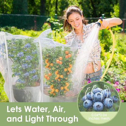4PCS Insect Bird Barrier Mesh with Zipper Drawstring, Blueberry Bush Netting Cover Insect Bird Netting Tomato Protective Cover Garden Mesh Netting for Vegetables, Fruits, Trees, 3.94Ft x 4.92Ft