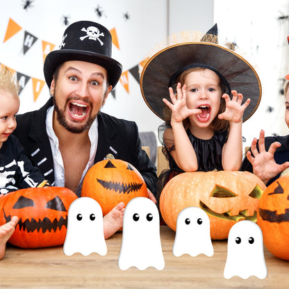 JarThenaAMCS 6Pcs Halloween Wooden Sign Cute Ghost Unfinished Ghost Shaped Table Wooden Signs for Halloween Autumn Tiered Tray Decor Home Kitchen Office DIY Craft