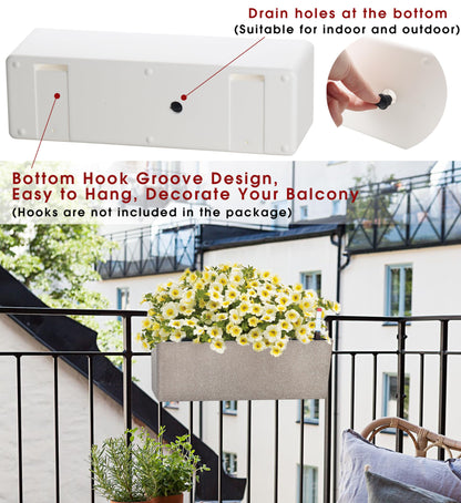 GardenBasix Elongated Self Watering Planter Pots 2-Pack Window Box 5.5 x 16 inch Indoor Home Garden Modern Decorative Pot for All House Plants Flowers Herbs (Coffee,2)