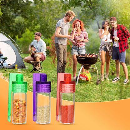 6-Pack Mini Seasoning Jars, Portable Condiment Dispensers with Spoon, Airtight & Transparent Glass Vials, 5ml Capacity Each, for Camping, Outdoor Activities, Travelling, and Kitchen Daily Use