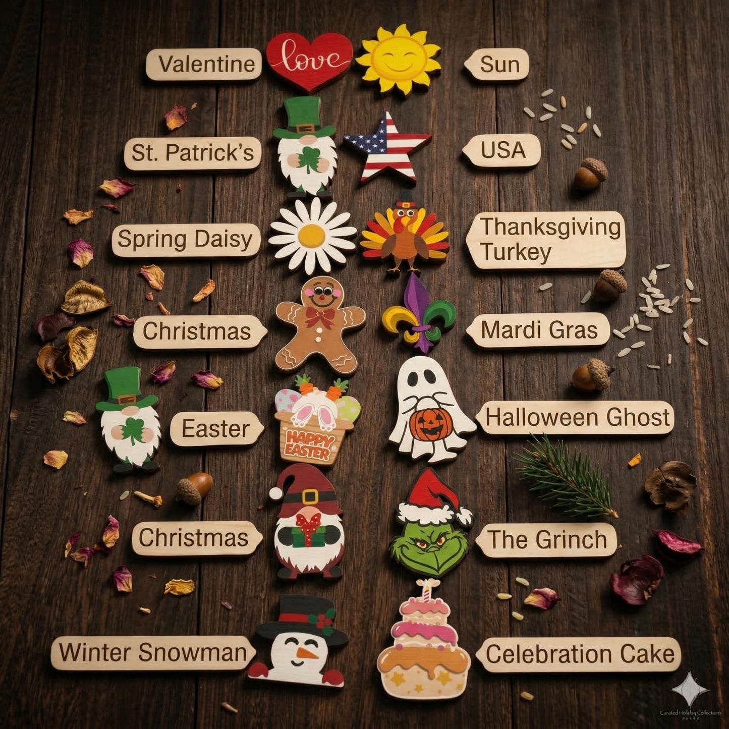 Interchangeable Welcome Sign for Front Door, 12" Rustic Wood Wreath with 14 Seasonal Icons, Year-Round Porch Decor & Housewarming Gift
