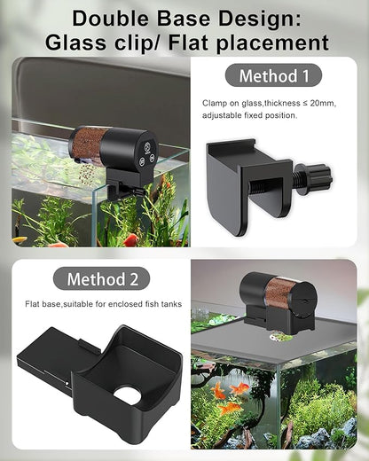 Automatic Fish Feeder for Aquarium, Helps Keep Fish Fed While You’re Away, Large 100ml Capacity with Adjustable Feeding Timer, Battery Operated Auto Feeder for Flakes and Pellets (Black)