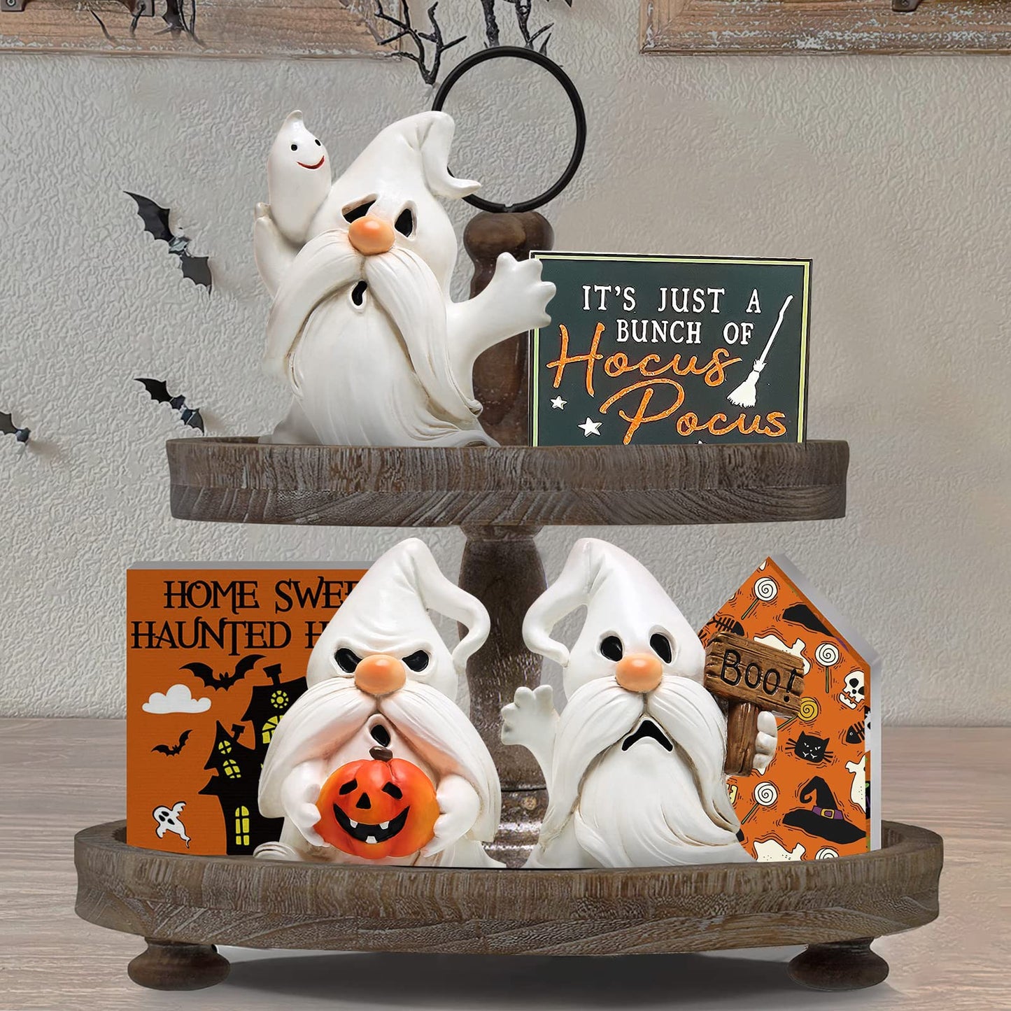 Hodao Halloween Ghost Figurines, Set of 3,Halloween Decorations White