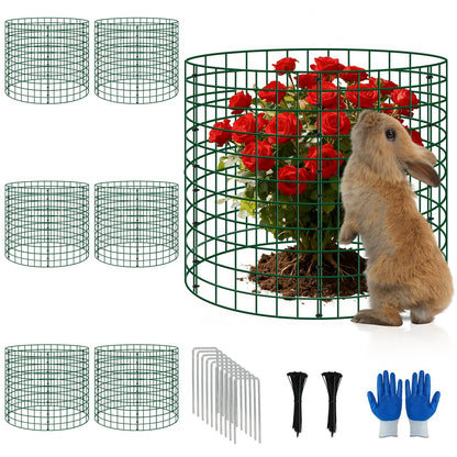 6 Pack Plant Protectors from Animals, 12''x12'' Metal Plant Cages for Outdoor Plants, Garden Plant Protector with Stakes & Zip Ties, Keep Rabbits Squirrels Out, Plant Cage for Flowers Vegetables
