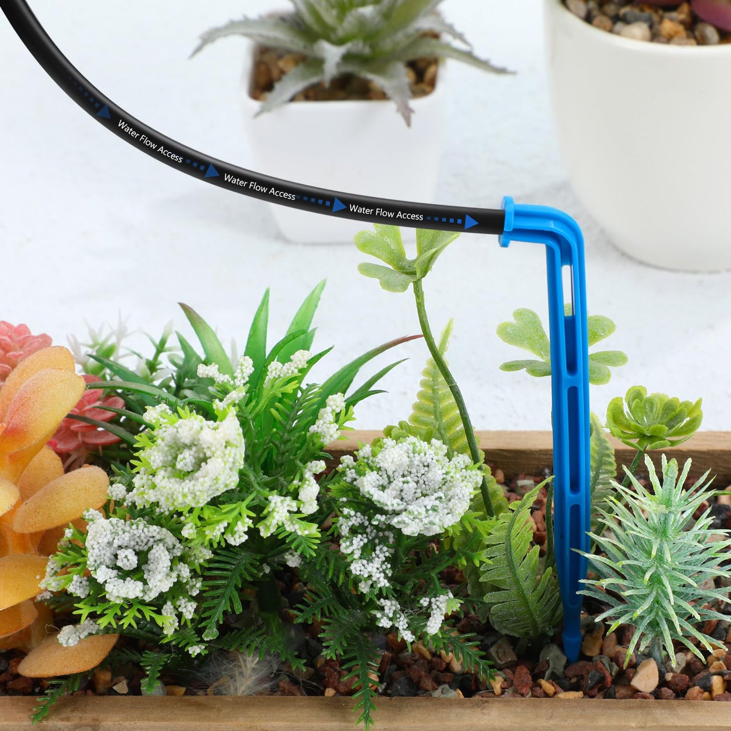 SEWACC 100pcs Automatic Drip Irrigation Stakes, Indoor Plant Watering System with Blue Multi- Drip Emitters for Flower and Seedlings