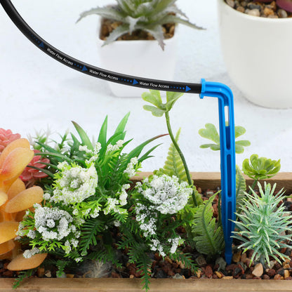 SEWACC 100pcs Automatic Drip Irrigation Stakes, Indoor Plant Watering System with Blue Multi- Drip Emitters for Flower and Seedlings